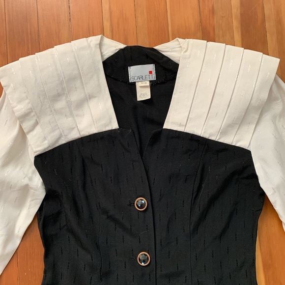 80s office power dress black/white 12 - Picture 2 of 4